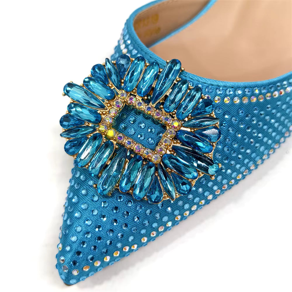 Elegant Crystal Comfortable Evening Shoes And Capacity Bag