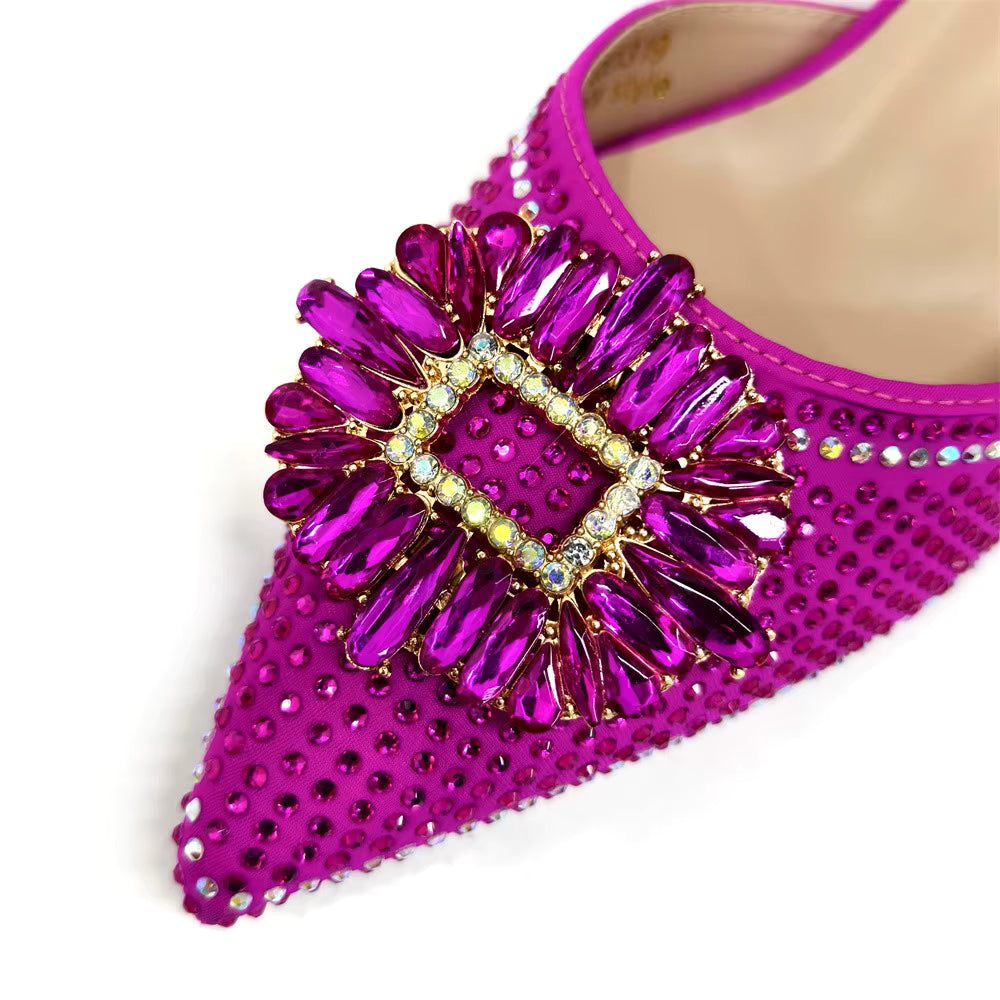Elegant Crystal Comfortable Evening Shoes And Capacity Bag