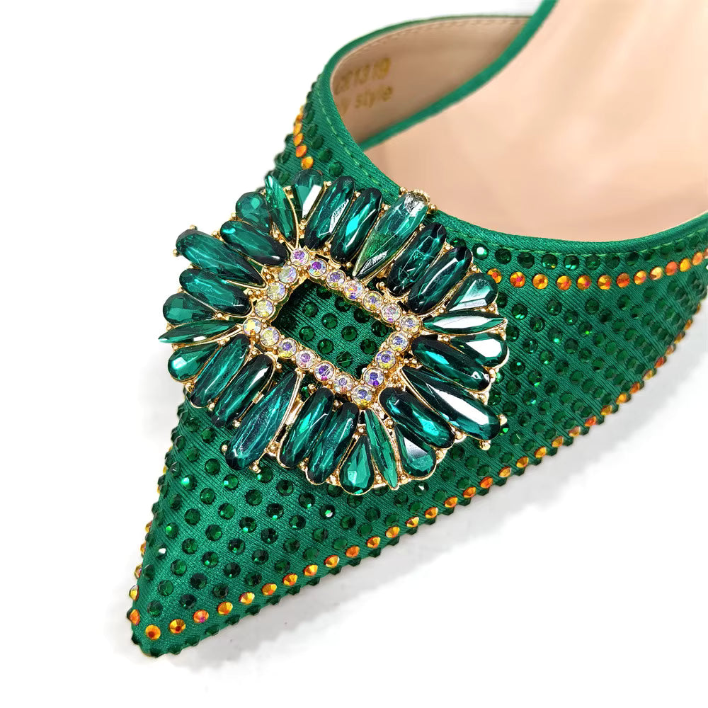 Elegant Crystal Comfortable Evening Shoes And Capacity Bag