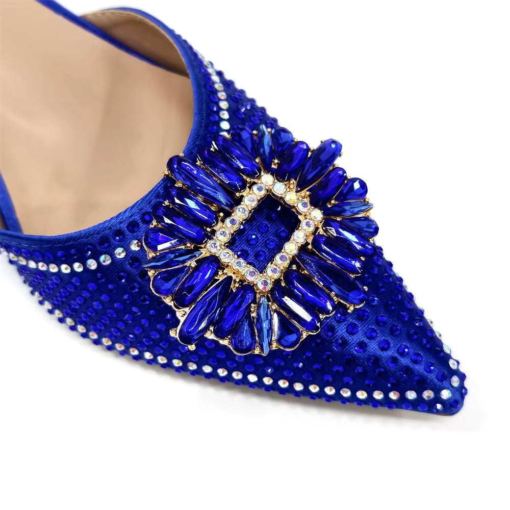 Elegant Crystal Comfortable Evening Shoes And Capacity Bag