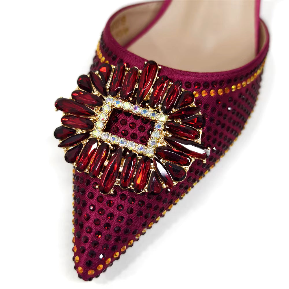 Elegant Crystal Comfortable Evening Shoes And Capacity Bag