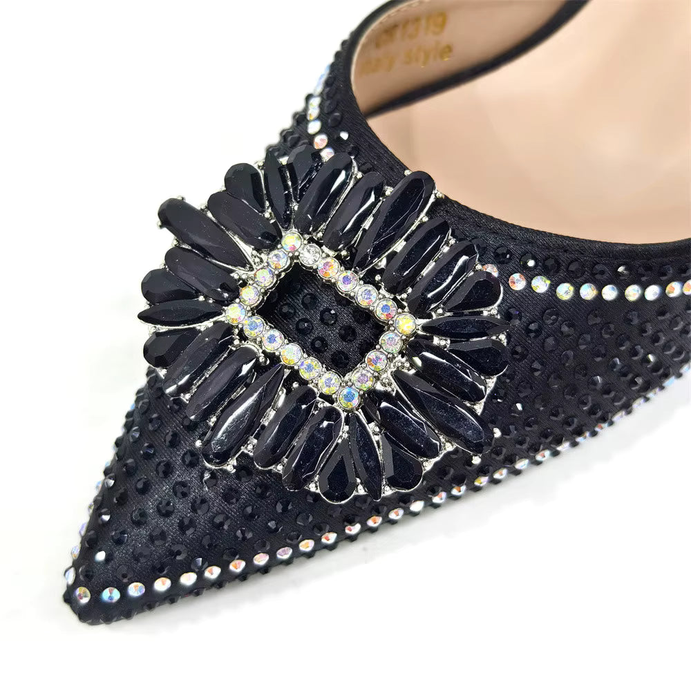Elegant Crystal Comfortable Evening Shoes And Capacity Bag