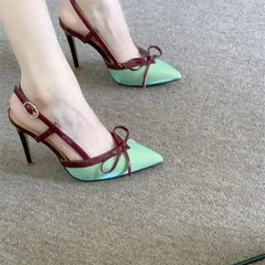 Elegant Decorative Bow Stiletto Sling-back High Heels Sandals