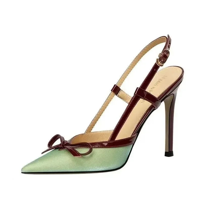 Elegant Decorative Bow Stiletto Sling-back High Heels Sandals