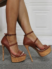 Elegant Double Straps Platform Stiletto Heels