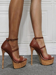 Elegant Double Straps Platform Stiletto Heels