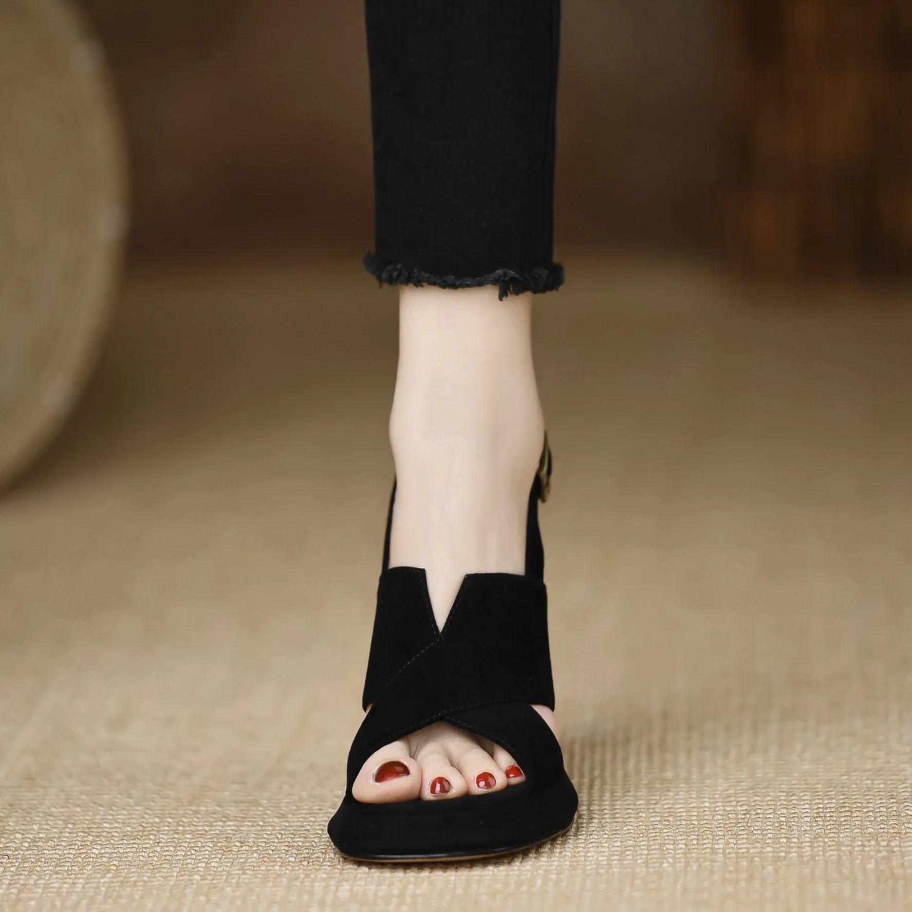 Elegant Fashion Buckle Strap Platform Cross Strap High Heels