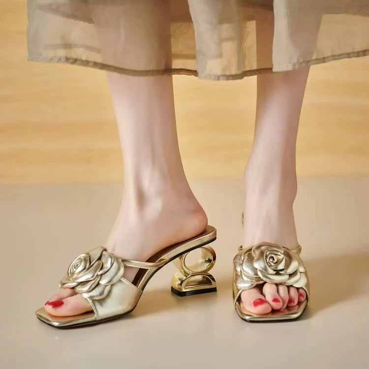 Elegant Fashion Floral Back Strap Strange Style Flowers Wedding Sandals