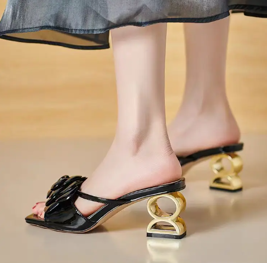 Elegant Fashion Floral Back Strap Strange Style Flowers Wedding Sandals