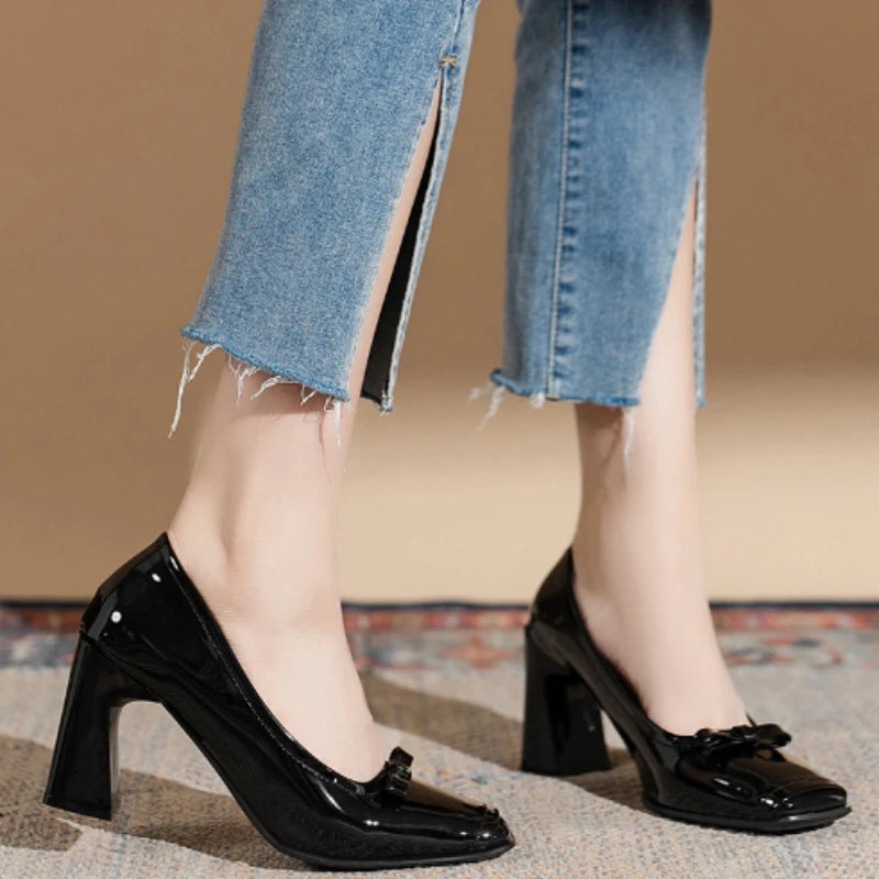 Elegant Fashion New Style Square Toe Pumps Mouth High Heels