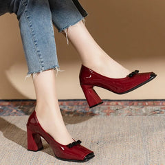 Elegant Fashion New Style Square Toe Pumps Mouth High Heels