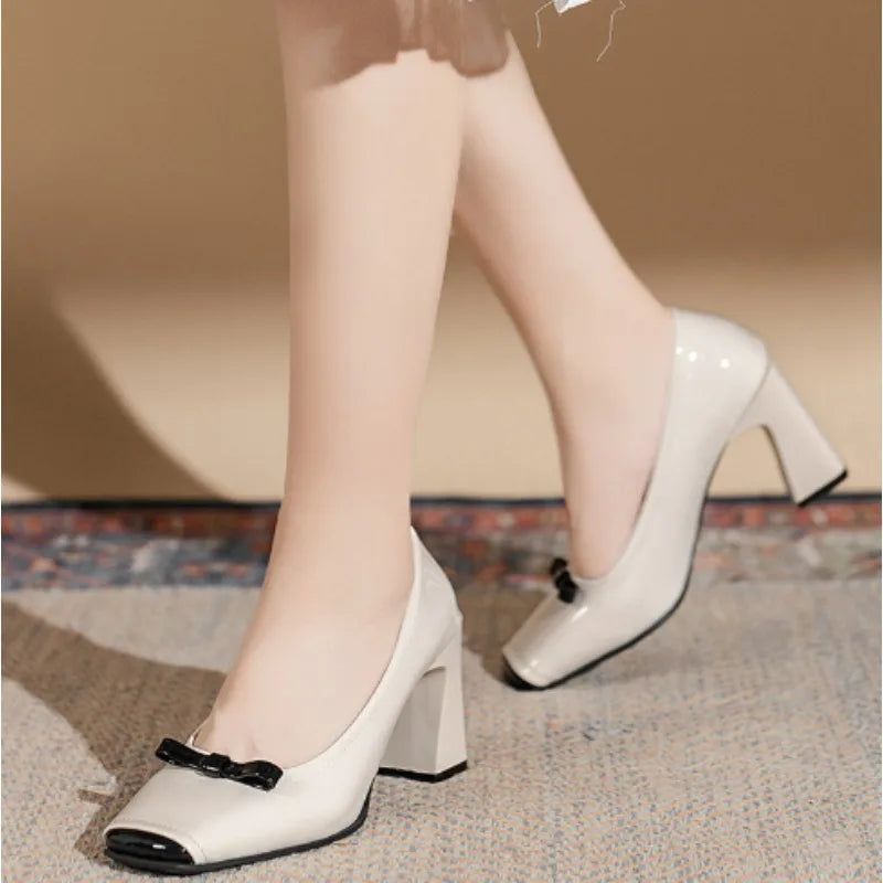 Elegant Fashion New Style Square Toe Pumps Mouth High Heels