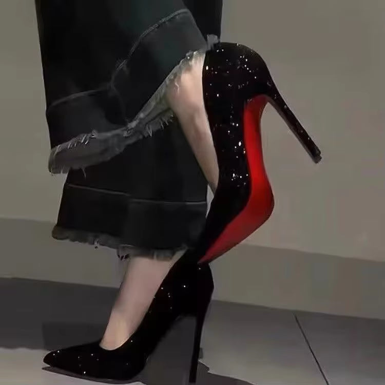 Elegant Fashion Slim Sequin Pointed Stiletto High Heels