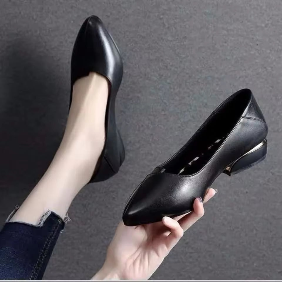 Elegant Fashion Slip On Geometric Pointed Toe Square Heel