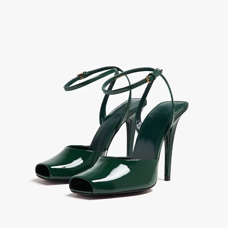 Elegant Fish Mouth Buckle and Open Toe Thin Heel