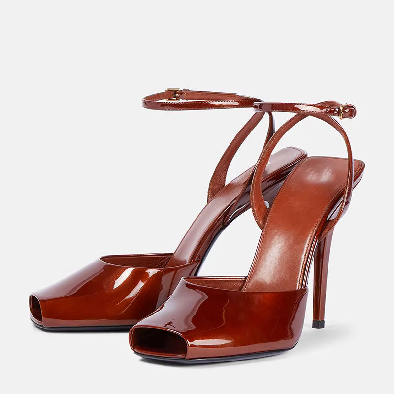 Elegant Fish Mouth Buckle and Open Toe Thin Heel