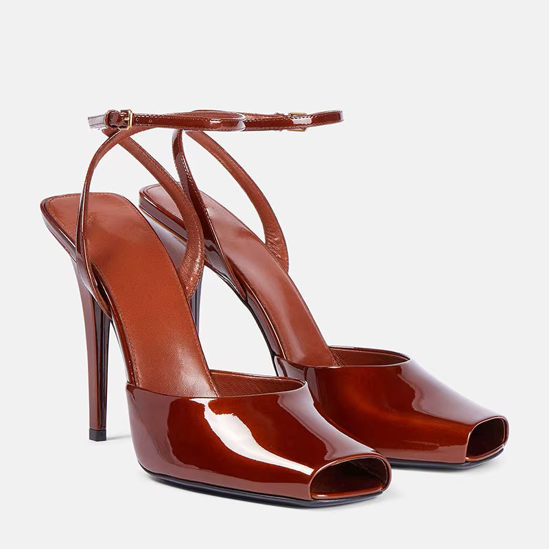 Elegant Fish Mouth Buckle and Open Toe Thin Heel