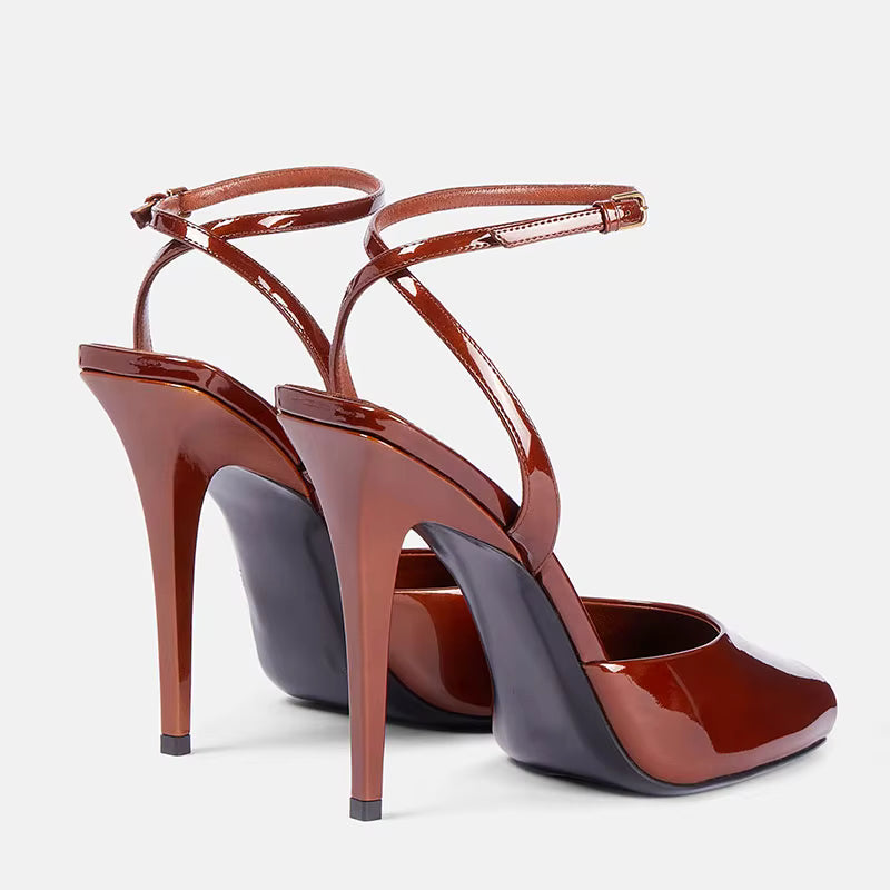 Elegant Fish Mouth Buckle and Open Toe Thin Heel