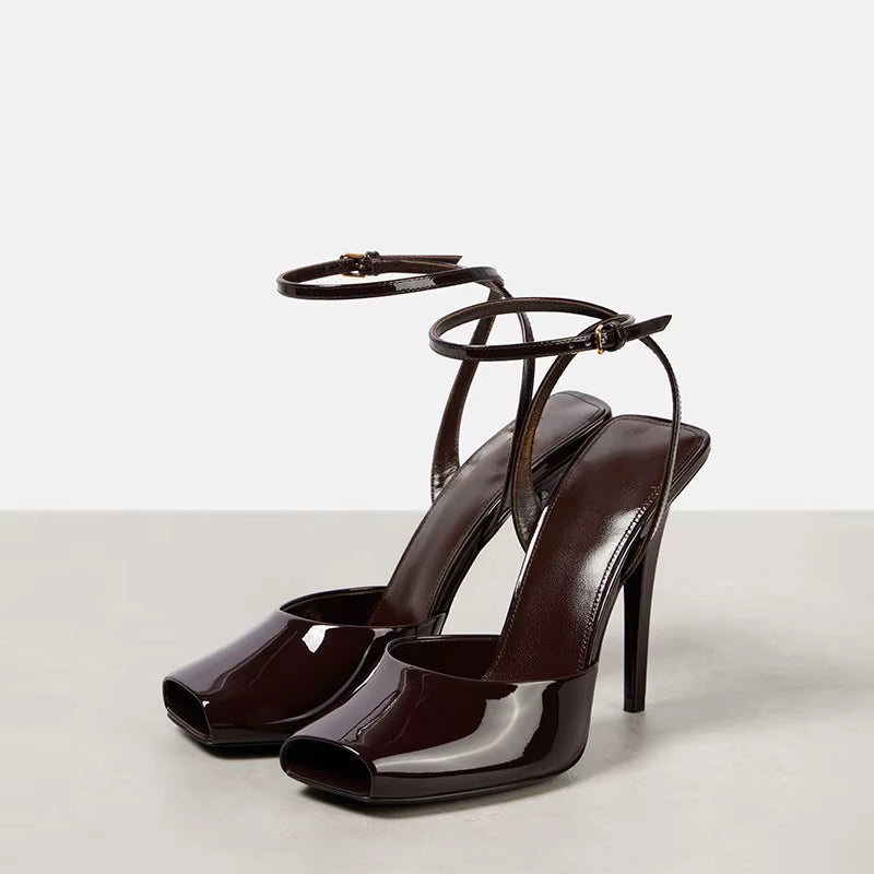 Elegant Fish Mouth Buckle and Open Toe Thin Heel