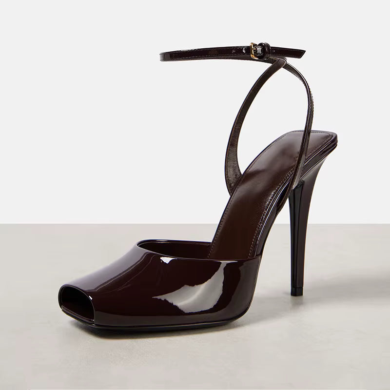 Elegant Fish Mouth Buckle and Open Toe Thin Heel