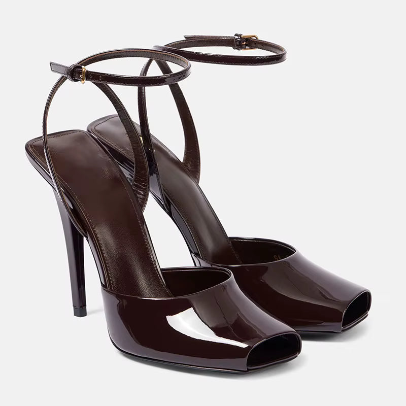Elegant Fish Mouth Buckle and Open Toe Thin Heel