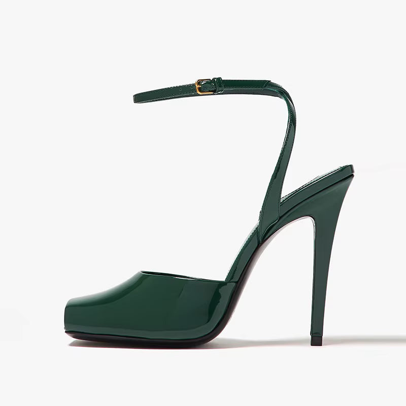 Elegant Fish Mouth Buckle and Open Toe Thin Heel