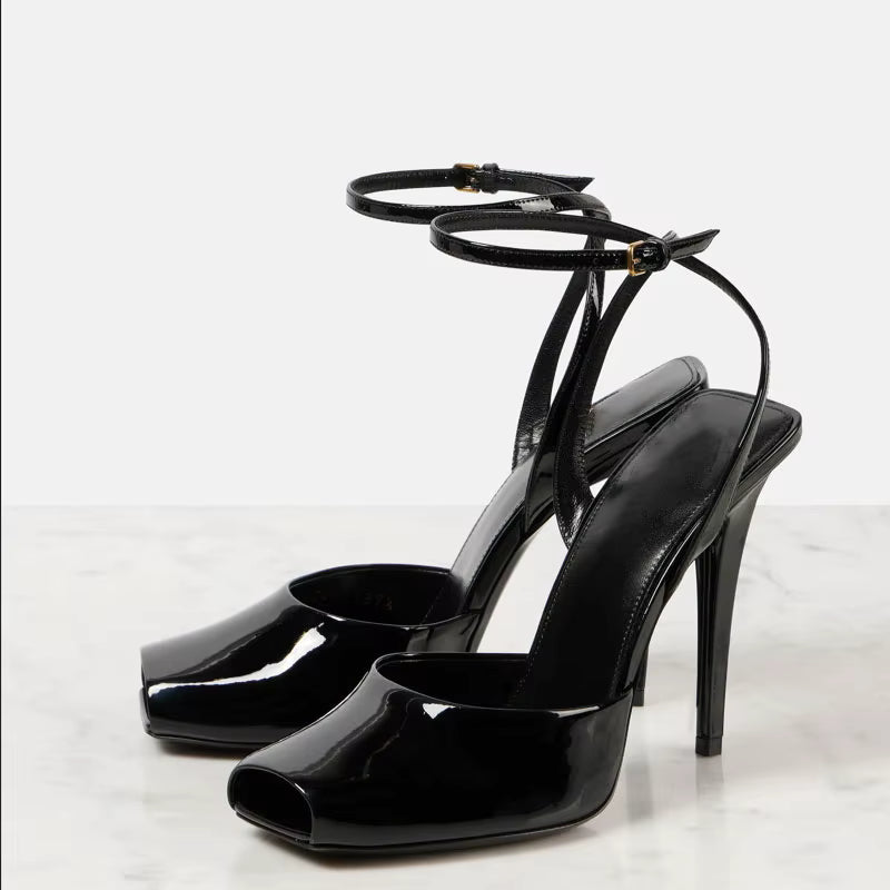 Elegant Fish Mouth Buckle and Open Toe Thin Heel
