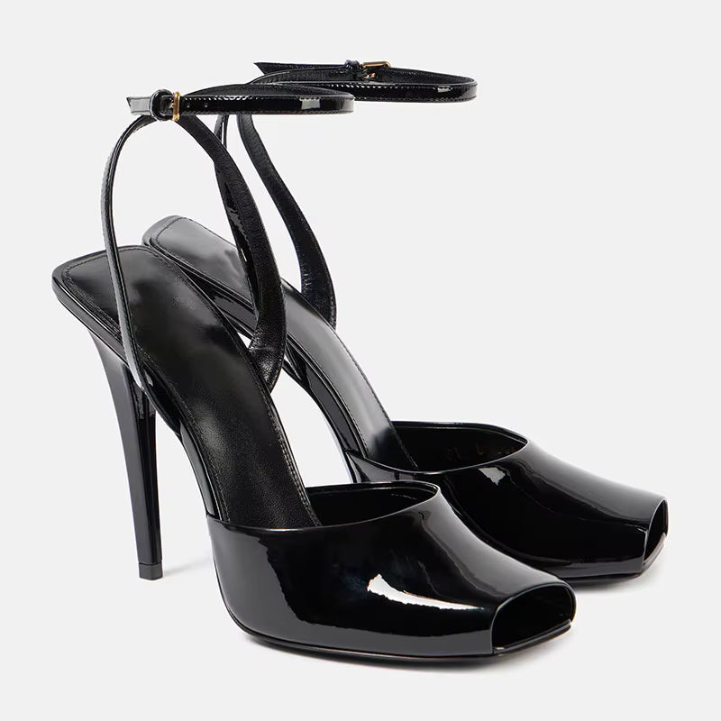 Elegant Fish Mouth Buckle and Open Toe Thin Heel