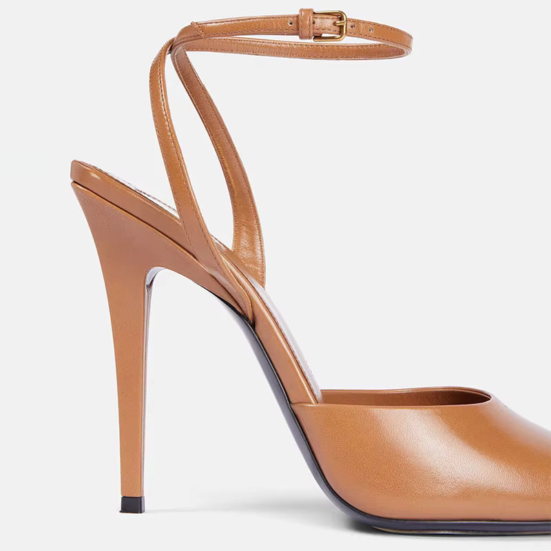 Elegant Fish Mouth Buckle and Open Toe Thin Heel