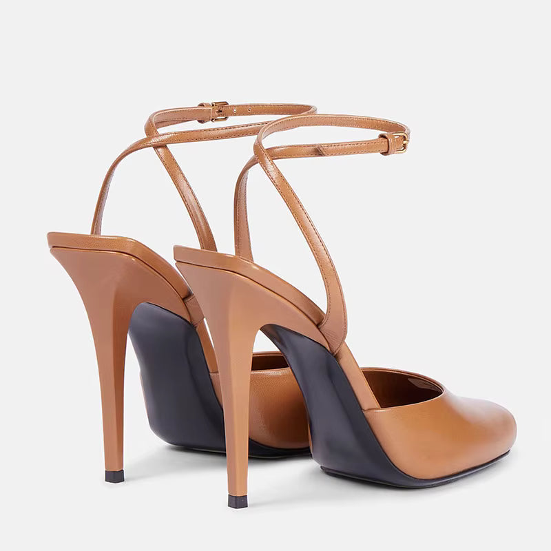 Elegant Fish Mouth Buckle and Open Toe Thin Heel