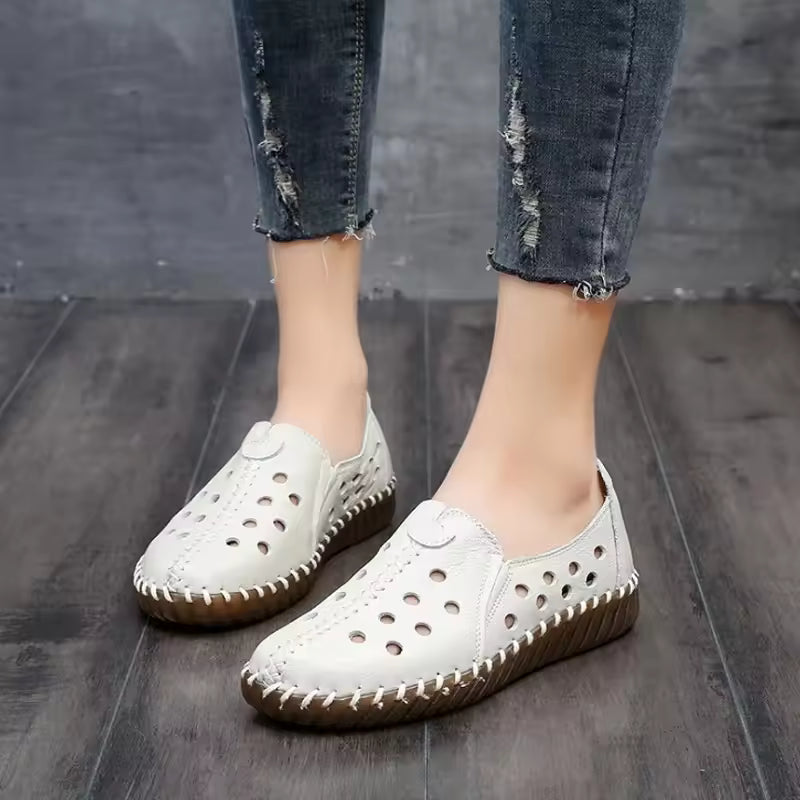 Elegant Genuine Leather Driving Moccasins Ballet Loafers