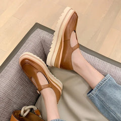 Elegant Genuine Leather Lace-up High Heels Cow Leather Wedges Sandals