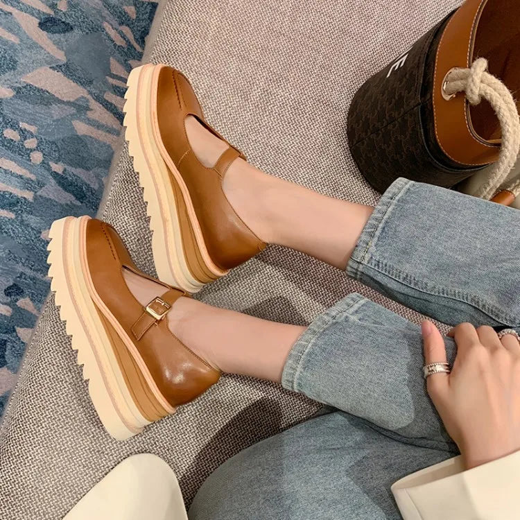 Elegant Genuine Leather Lace-up High Heels Cow Leather Wedges Sandals