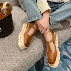 Elegant Genuine Leather Lace-up High Heels Cow Leather Wedges Sandals