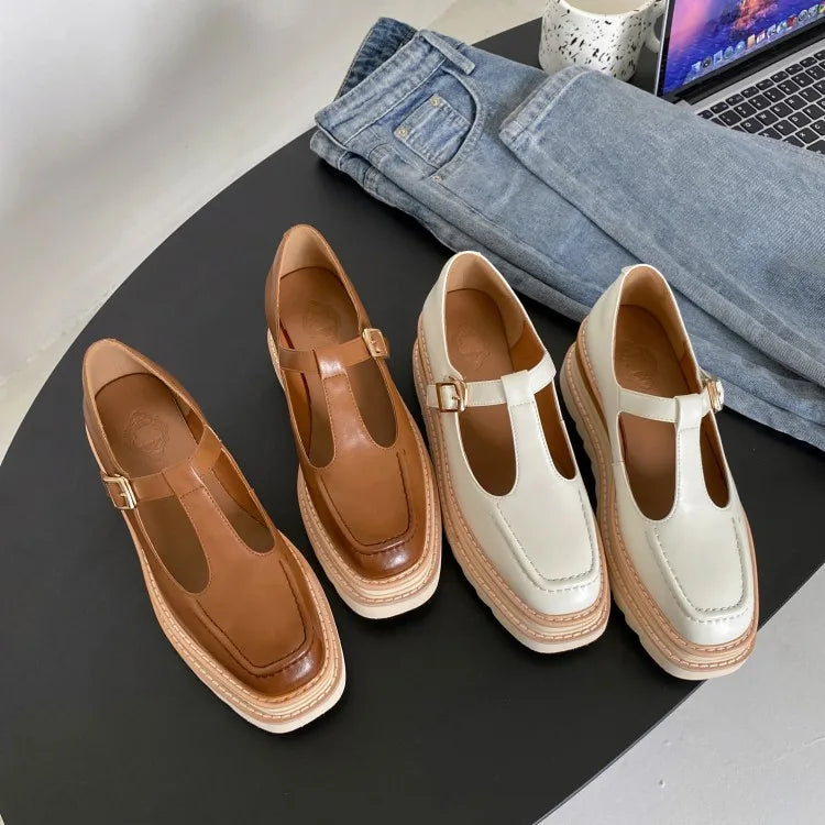 Elegant Genuine Leather Lace-up High Heels Cow Leather Wedges Sandals