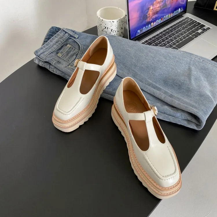 Elegant Genuine Leather Lace-up High Heels Cow Leather Wedges Sandals