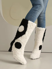 Elegant Geometric Blocked Circular Pattern Irregular Thick Heel