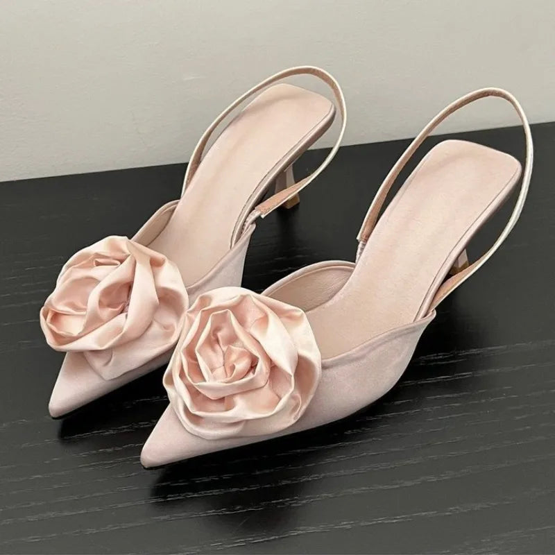 Elegant High Heeled Sweet Closed Pointed Toe Footwear Sandals
