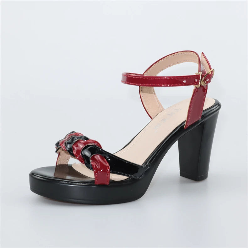 Elegant High Quality Leather Platform Open Toe High Heels Sandals
