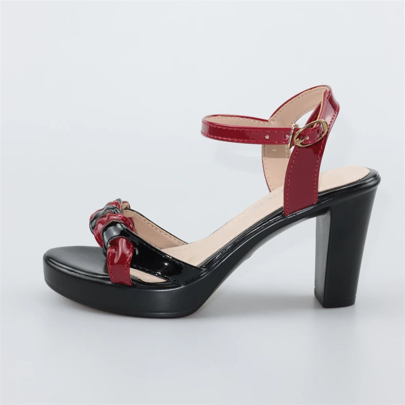Elegant High Quality Leather Platform Open Toe High Heels Sandals