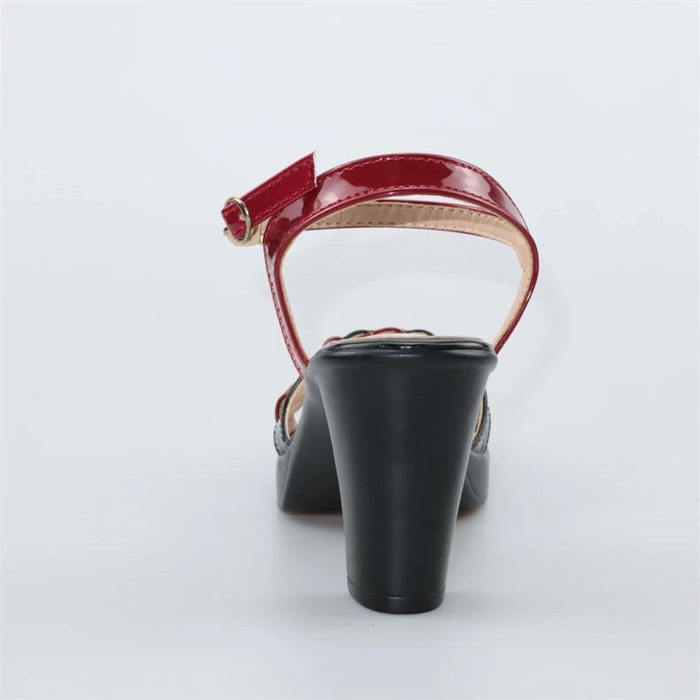 Elegant High Quality Leather Platform Open Toe High Heels Sandals