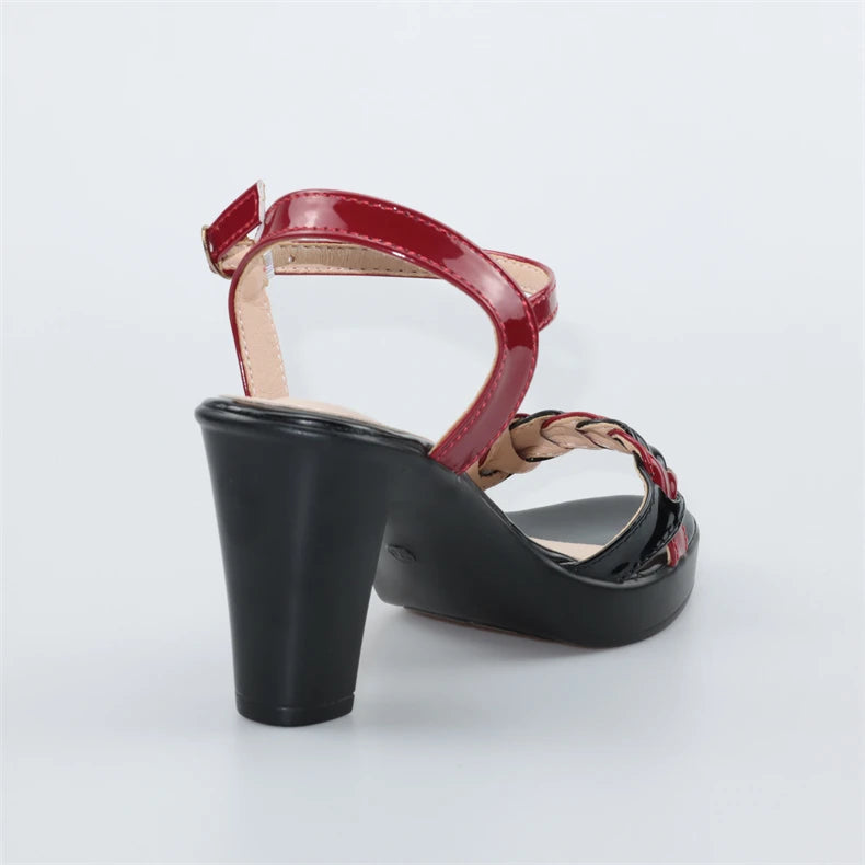Elegant High Quality Leather Platform Open Toe High Heels Sandals