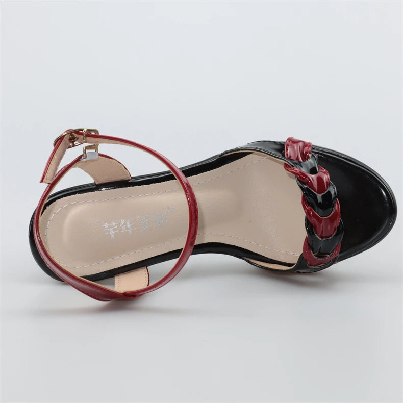 Elegant High Quality Leather Platform Open Toe High Heels Sandals