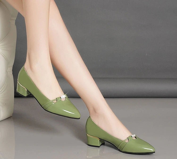 Elegant High Quality Pointed Toe With Medium High Heels Pumps
