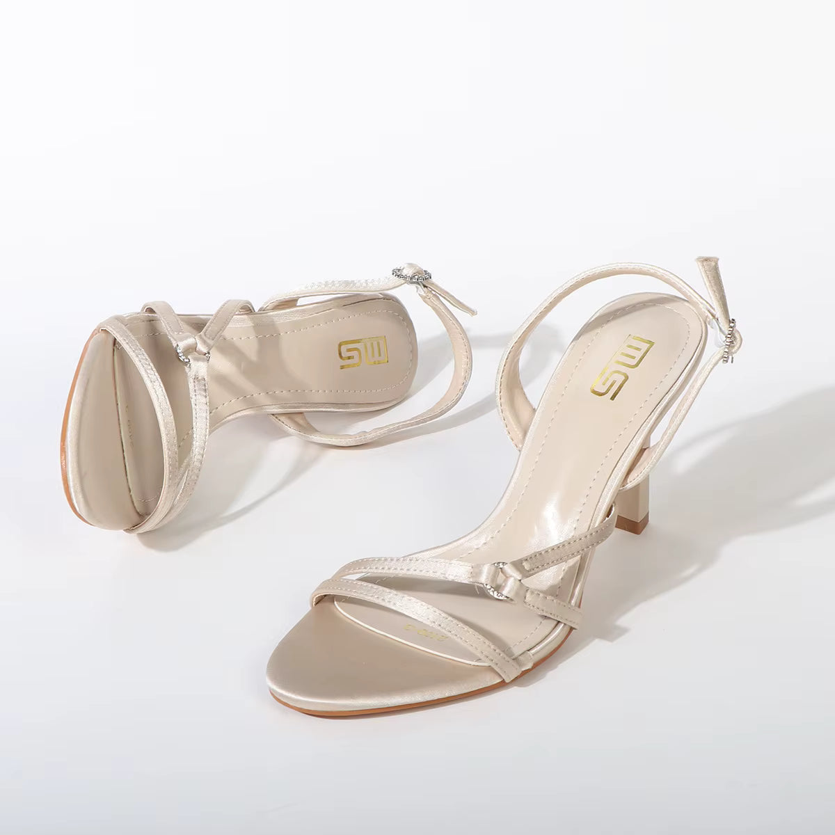 Elegant Hollow Fine Strip Open Toe Slingbacks High Heels Modern Sandals
