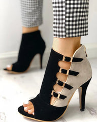 Elegant Sling-Backs Hollow Out Color-block Splicing Thin High Heels