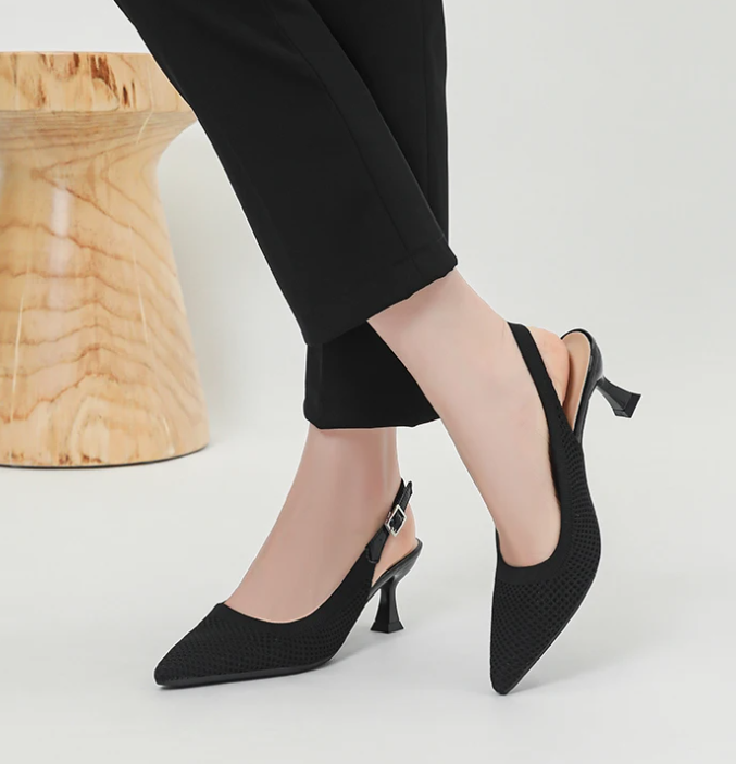 Elegant Large Heel Sandals Knitted Hollow Breathable High Heels Pumps