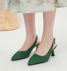 Elegant Large Heel Sandals Knitted Hollow Breathable High Heels Pumps
