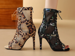 Casual Latin Dance Genuine Leather Lace-up Mesh Shoes