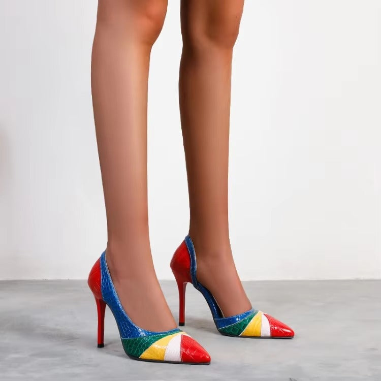 Elegant Mixed Pointed Toe Super High Thin Heels